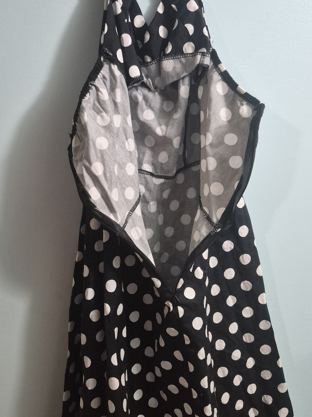Black and White Polka Dot Halter Dress - Picture 6 of 6